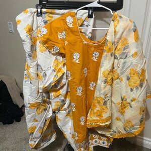 Floral Orange and White Traditional Outfit